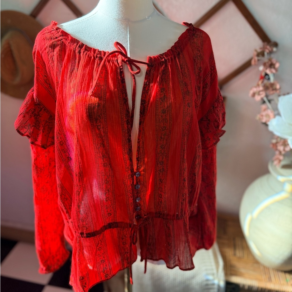 Free People Scarlet Peasant Blouse - Picture 2 of 7